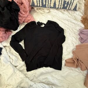 J.Crew Black Wrap Back Tie-Neck Pullover Sweater - Size L